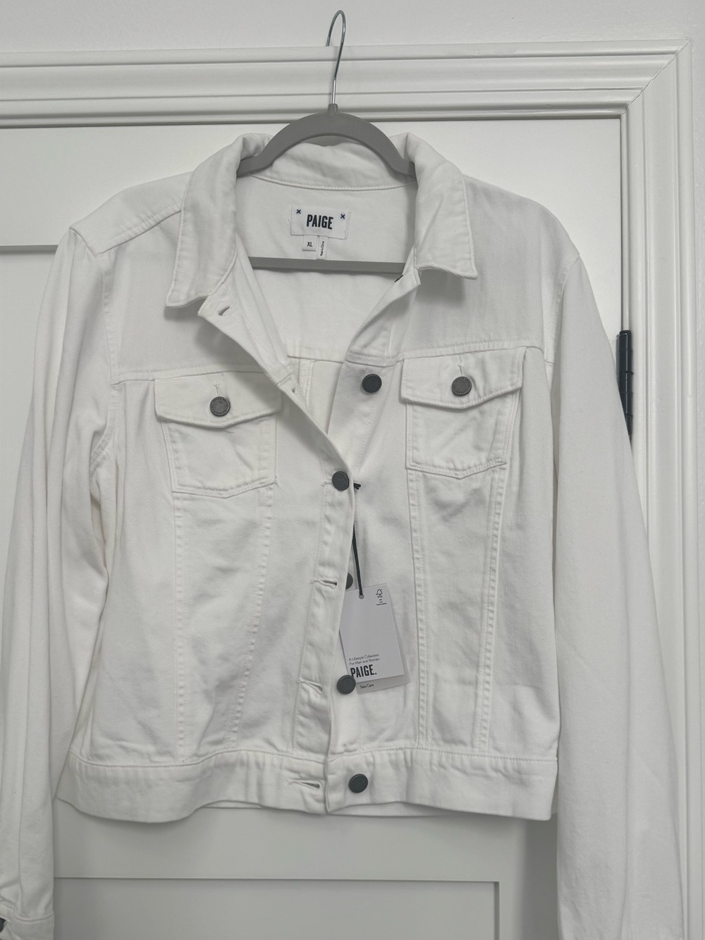 PAIGE White Classic Denim Jacket, size XL